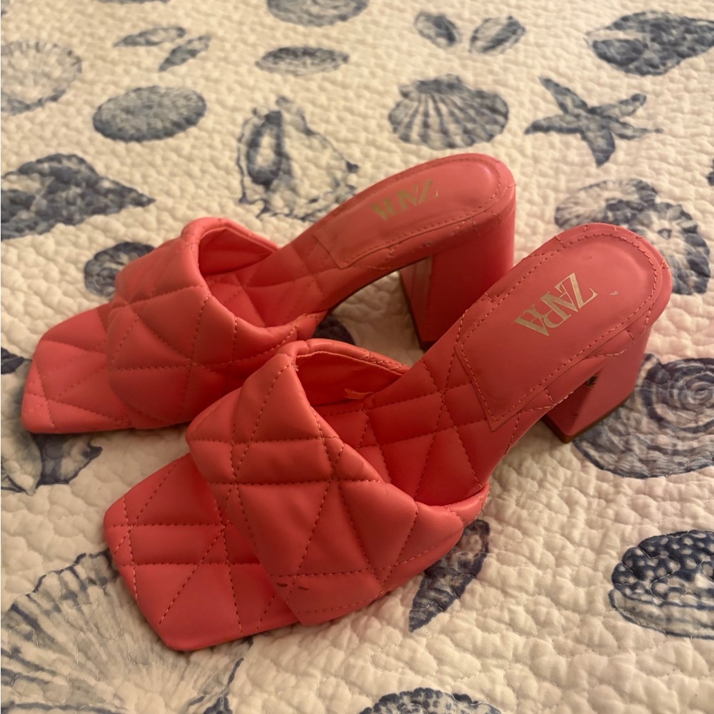 Zara Women's Coral Quilted Heels